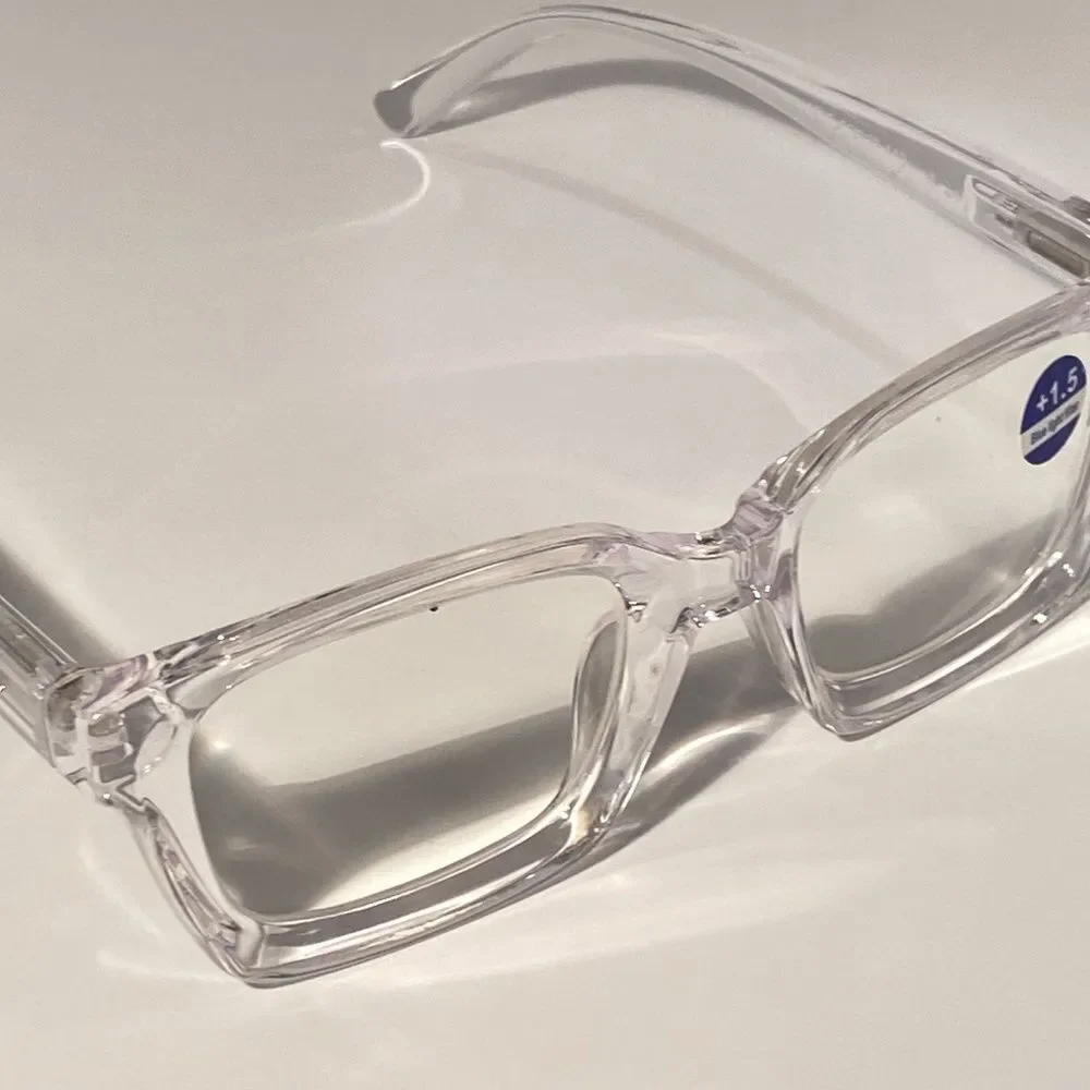 1556 Claudia Square Concave 1.5 NEW Clear Reading Glasses Blue Light Filter